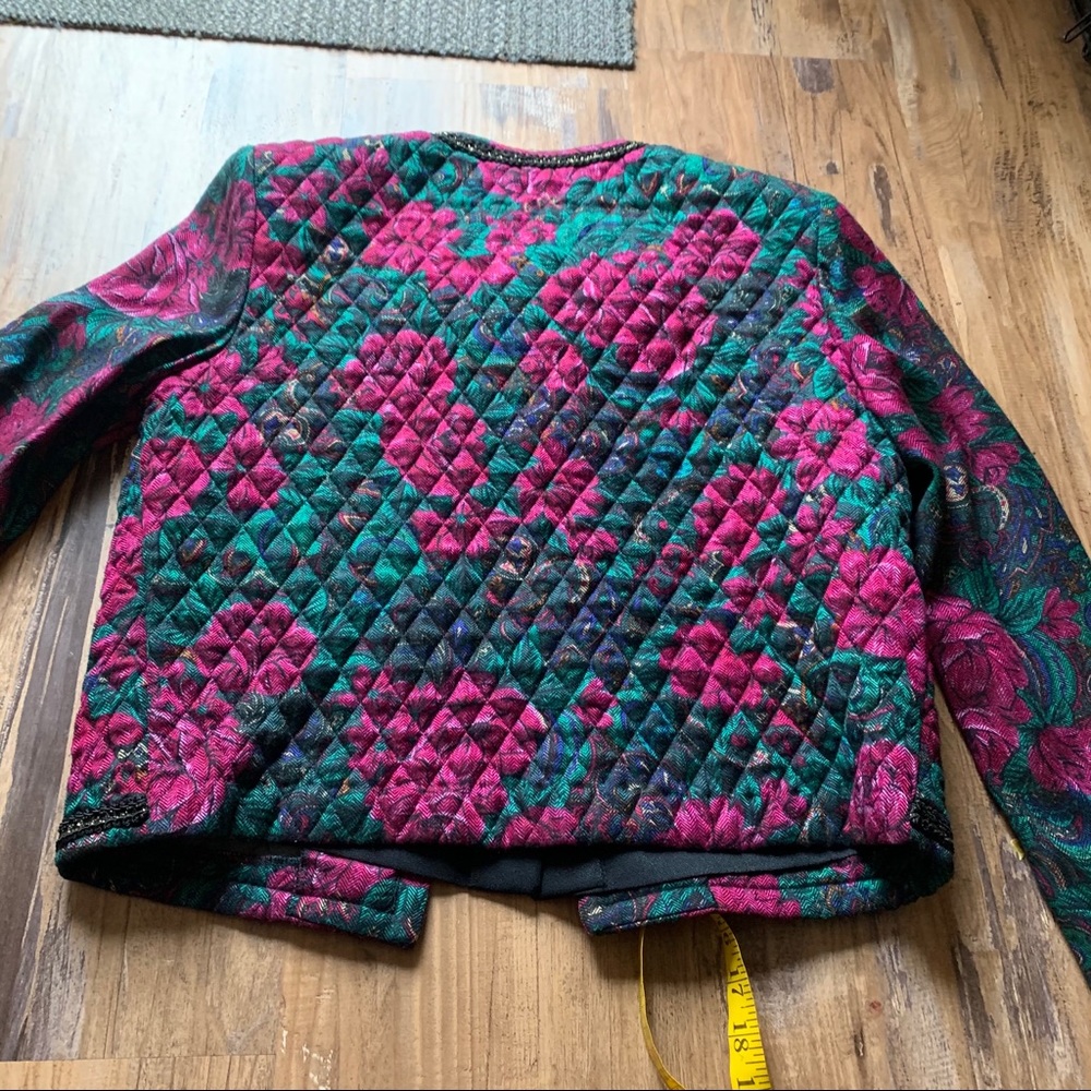 Vintage 80s Quilted Floral blazer size M - Picture 2 of 7
